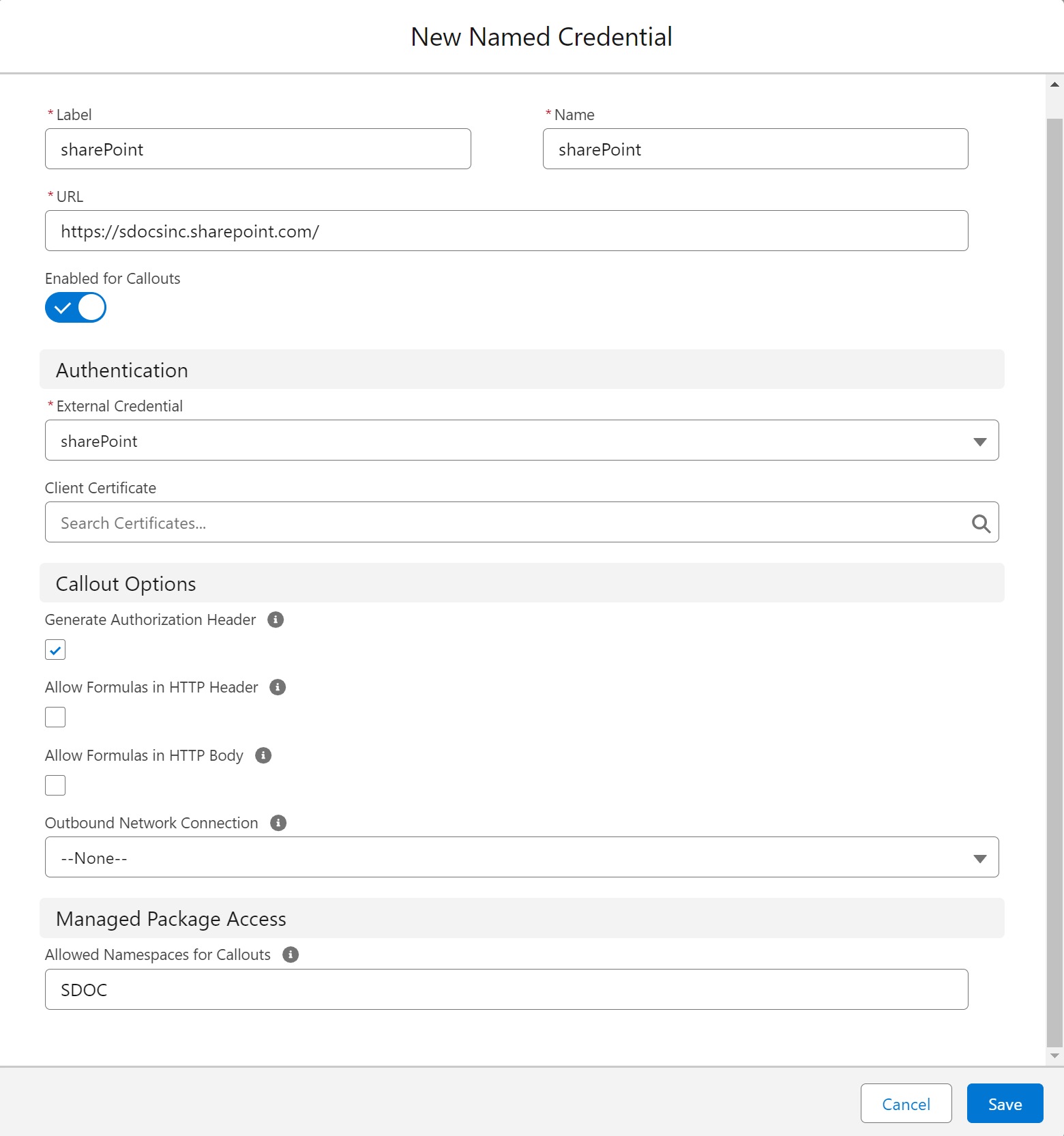 Configure Sharepoint with Named Credentials – S-Docs Knowledge Base